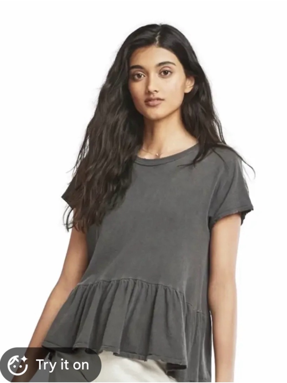 LOFT Washed Charcoal Peplum Crop Top